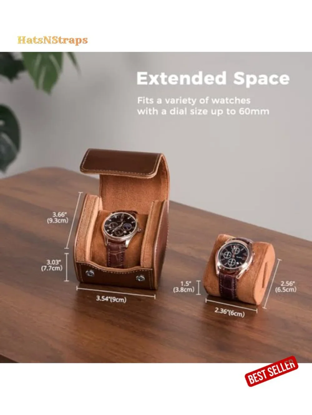 PU Leather Watch Travel Case - Single Watch Roll Box for Men Portable